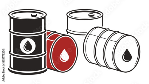 Oil Barrel Glyphs and Icons: Energy and Resources Vector Art Symbolism Minimalist Design