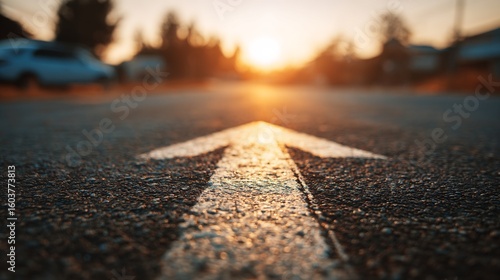 Wallpaper Mural Asphalt Road with White Arrow at Sunset Torontodigital.ca