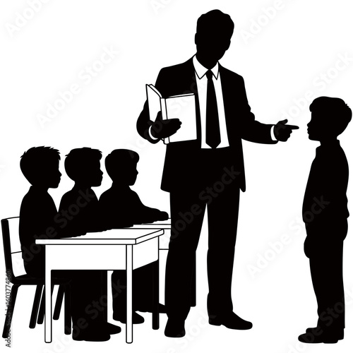 Teacher scolding a student in the classroom