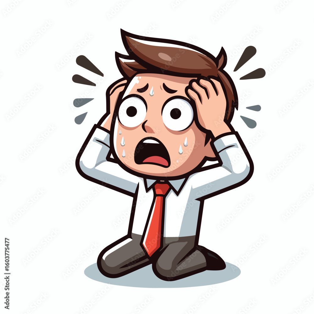 Fototapeta premium vector image of a panicked and scared person