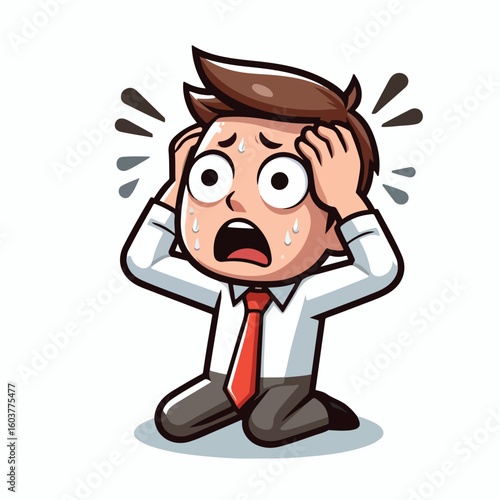 vector image of a panicked and scared person