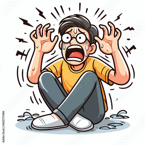 vector image of a panicked and scared person