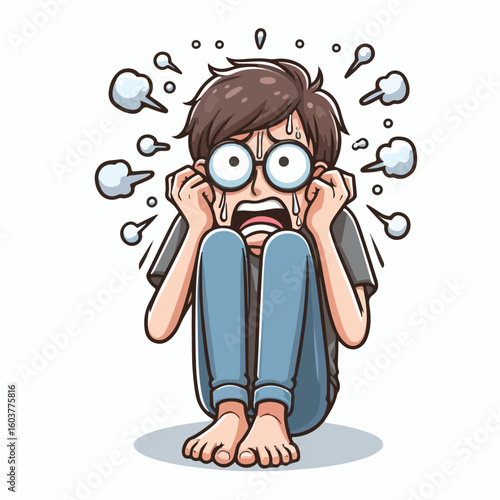 vector image of a panicked and scared person