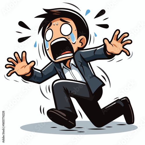 vector image of a panicked and scared person