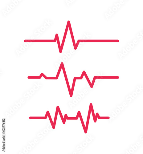 Ecg Heartbeat Lines Black Collection