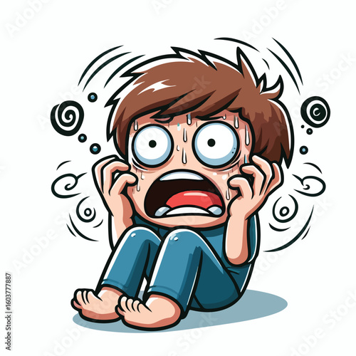vector image of a panicked and scared person