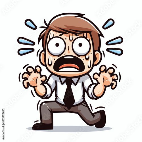 vector image of a panicked and scared person