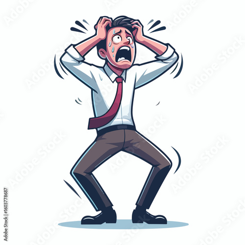 vector image of a panicked and scared person