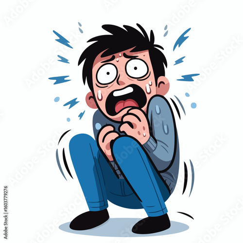 vector image of a panicked and scared person
