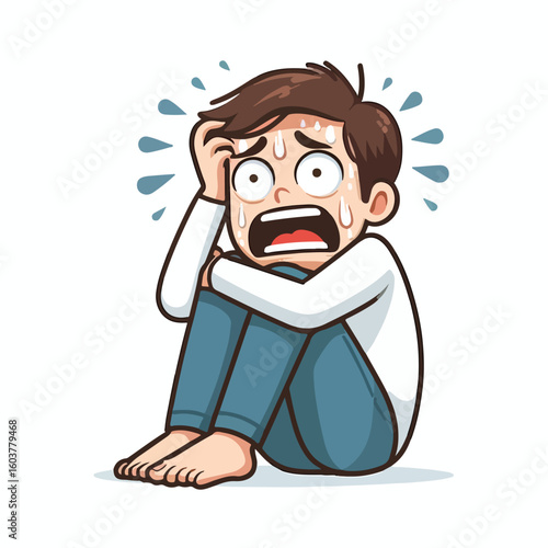 vector image of a panicked and scared person