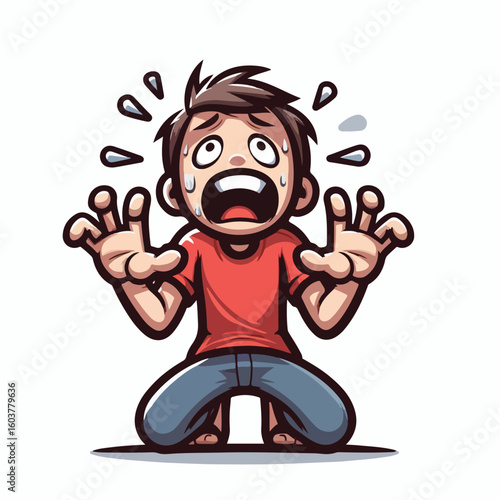 vector image of a panicked and scared person