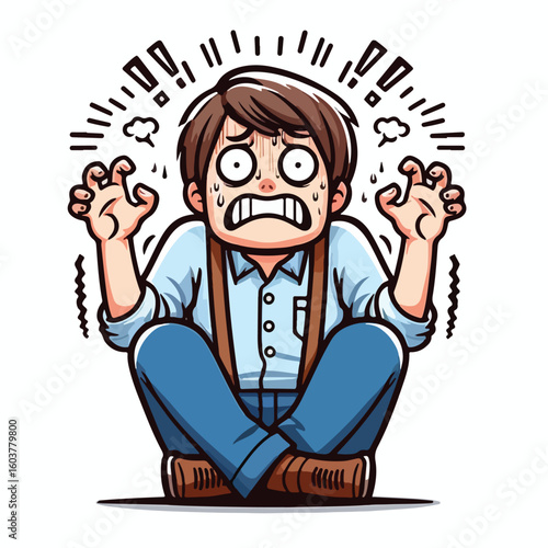 vector image of a panicked and scared person