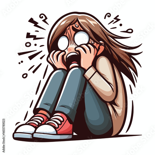 vector image of a panicked and scared person