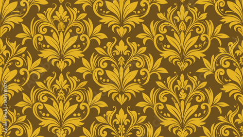 Vector golden damask seamless pattern element. Elegant luxury texture isolated colors for wallpapers, backgrounds, patterned fills, webs pages, surface textures, book covers, fabrics printing,damask, 