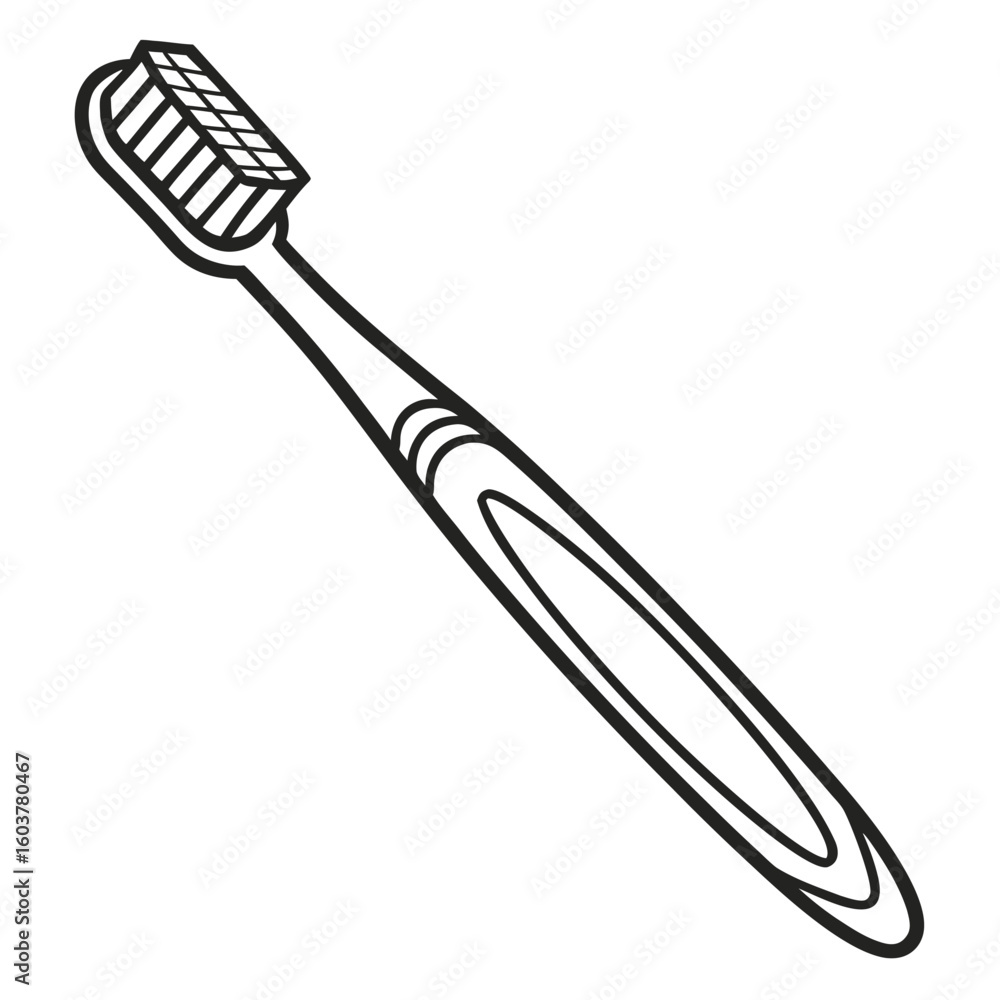 Fototapeta premium Black Line Art Of A Toothbrush