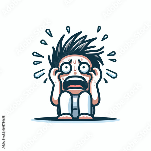 vector image of a panicked and scared person