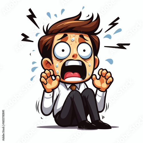 vector image of a panicked and scared person
