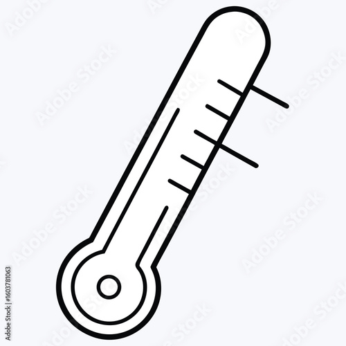 Simple line art illustration of a thermometer showing a moderate temperature reading on a white background