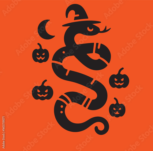 HALLOWEEN snake with Halloween hat 