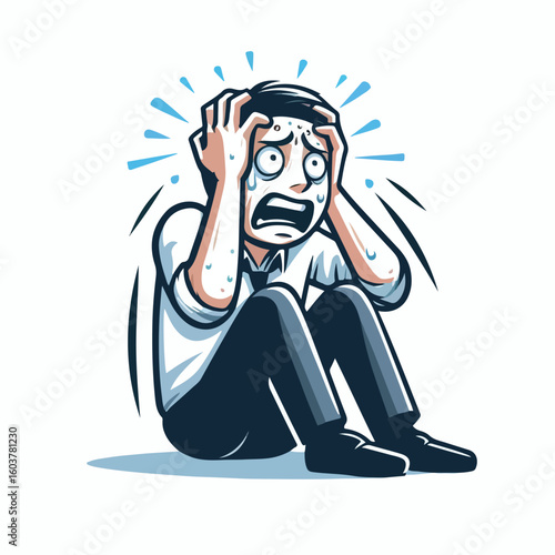 vector image of a panicked and scared person
