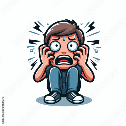vector image of a panicked and scared person
