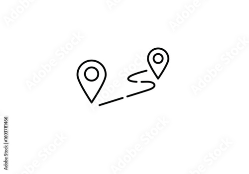 Journey Icons Illustrating Path between Locations on a Map for Navigation Applications and UI Design