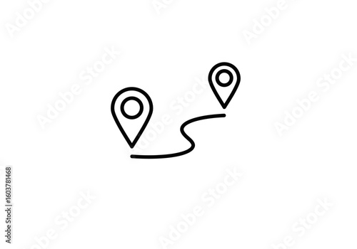 Minimalist Travel Route Pointers Marking Scenic Journey