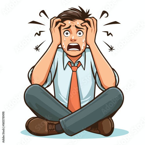 vector image of a panicked and scared person