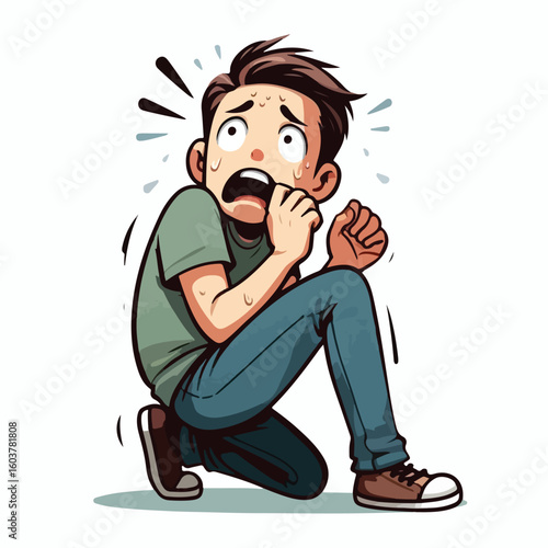 vector image of a panicked and scared person