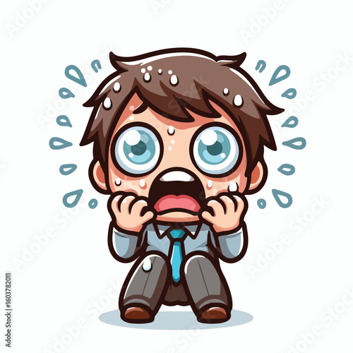 vector image of a panicked and scared person