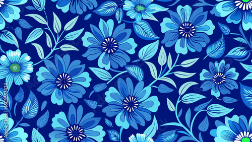 seamless pattern with swirls dark blue colors floral ornamental designs Can be used for wallpaper, pattern fills, web pages backgrounds, surface textures,curl, curtain, damask, drapery, elegant, 