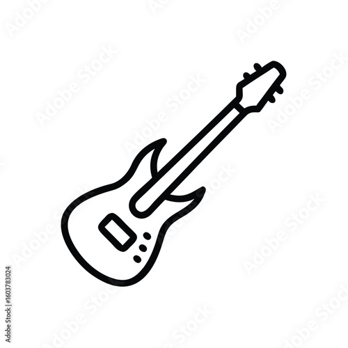 Minimalist Line Art Electric Guitar Design in Black and White Vector
