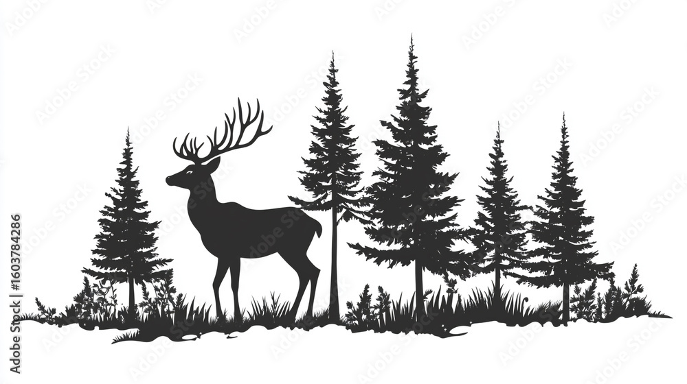 custom made wallpaper toronto digitalMajestic deer silhouette in a pine forest nature scene woodland wildlife