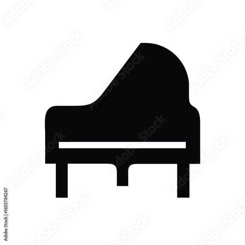 Minimalist Grand Piano Silhouette Vector Illustration in Black and White