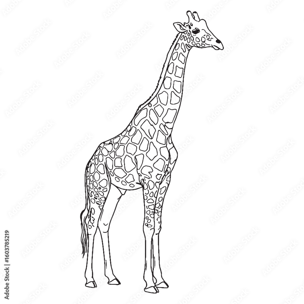 Obraz premium Gentle Giraffe Essential Nature Glimpse - Giraffe vector - Giraffe Line art - Giraffe Drawing - Vector Lineart of Giraffe - giraffe logo - giraffe outline