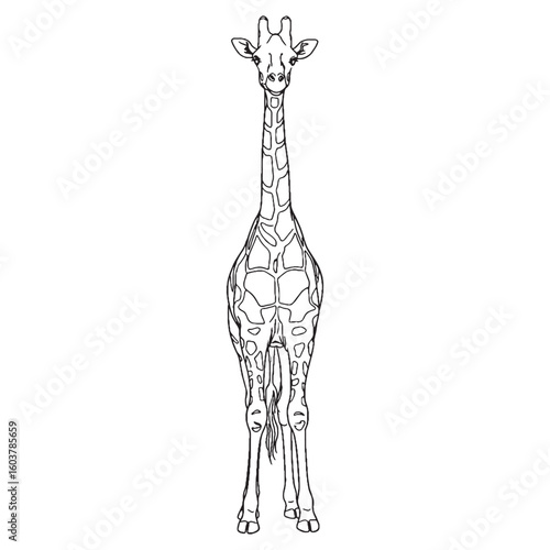 Silent Giraffe Physical Makeup Figure - Giraffe vector - Giraffe Line art - Giraffe Drawing - Vector Lineart of Giraffe - giraffe icon - outline of giraffe

