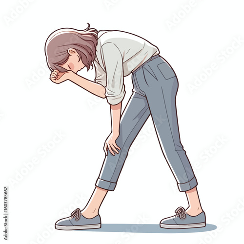 vector image of a person walking tiredly 