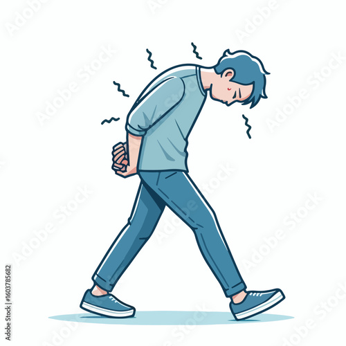 vector image of a person walking tiredly 