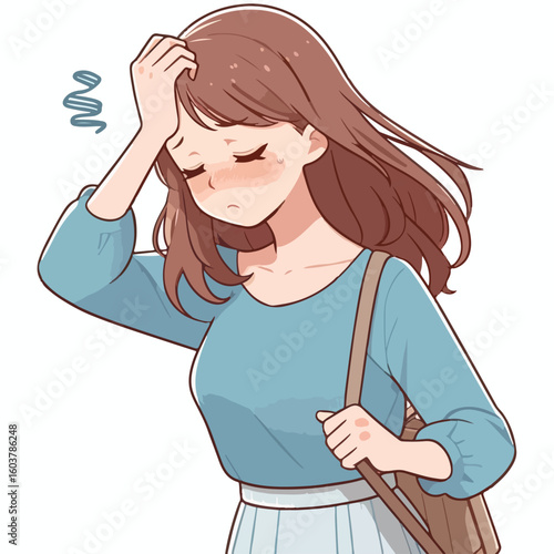 vector image of a person walking tiredly 