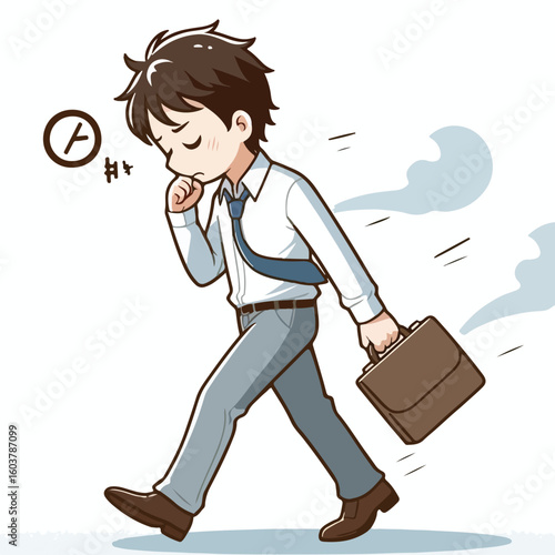 vector image of a person walking tiredly 