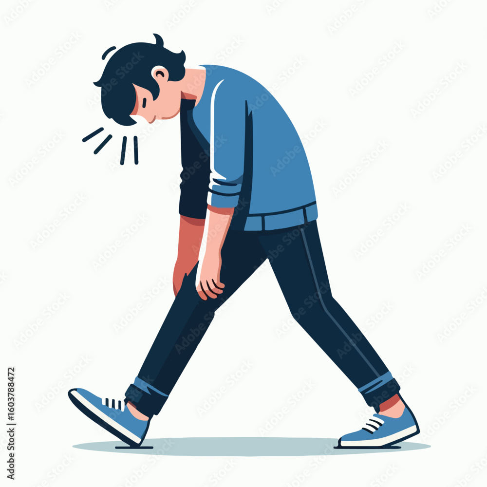 Fototapeta premium vector image of a person walking tiredly 