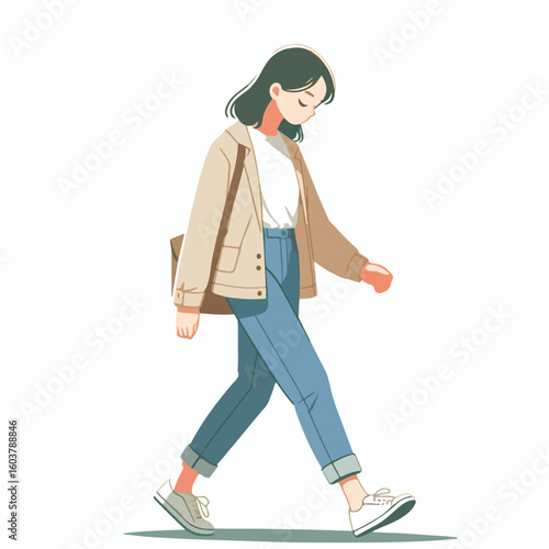 vector image of a person walking tiredly 