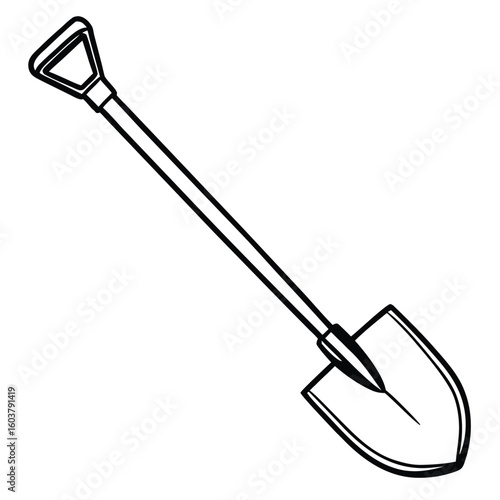 Classic garden spade illustration a simple line drawing of a traditional spade tool used for digging and gardening tasks