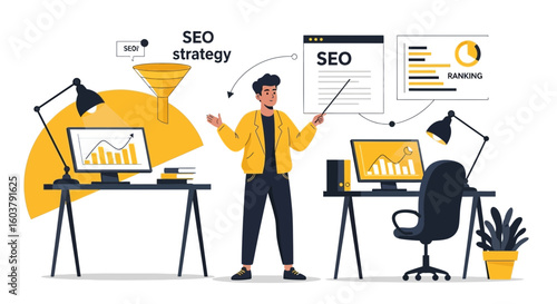 Strategic Seo Improving Website Visibility And Online Growth Illustration