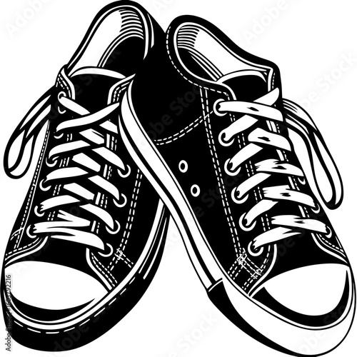 sneakers (linocut style)