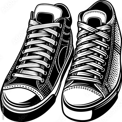sneakers (linocut style)