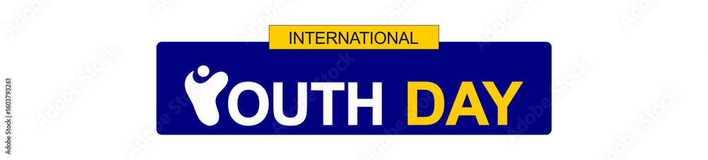 Naklejka premium International Youth Day Typography Vector – Bold Text Icon Design for Poster and Social Awareness