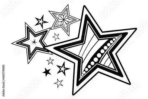 bling shape collection or frame star holography grit sihouette black vector