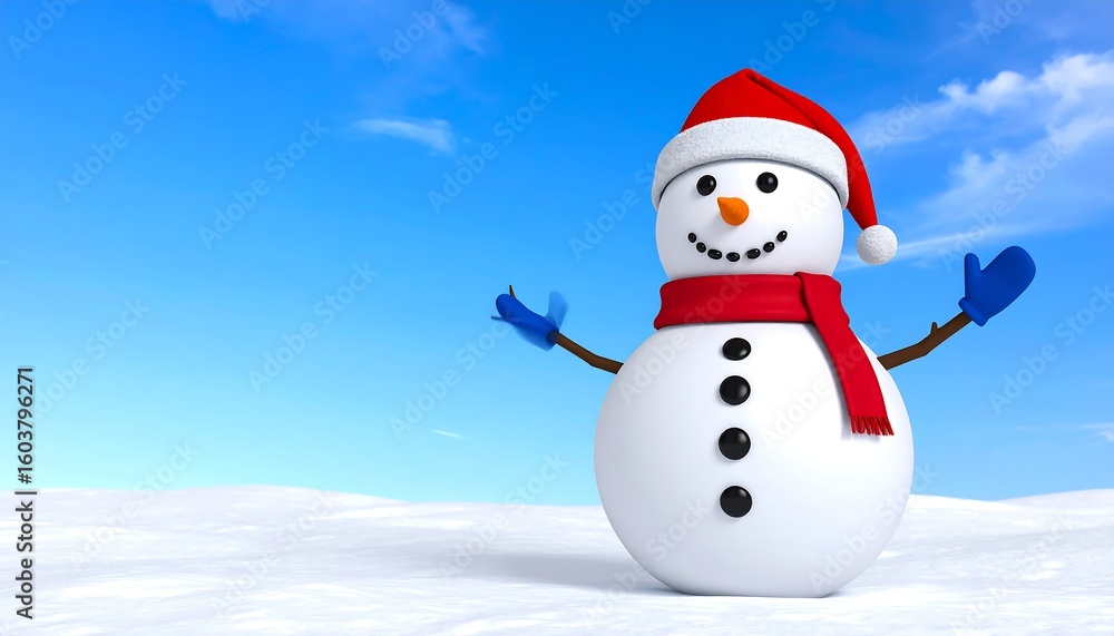 Fototapeta premium 3D snowman in winter scene