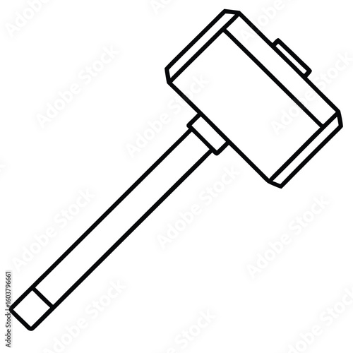 Iconic outline of Thor s mighty hammer a powerful symbol of strength and heroism rendered in simple black and white line art